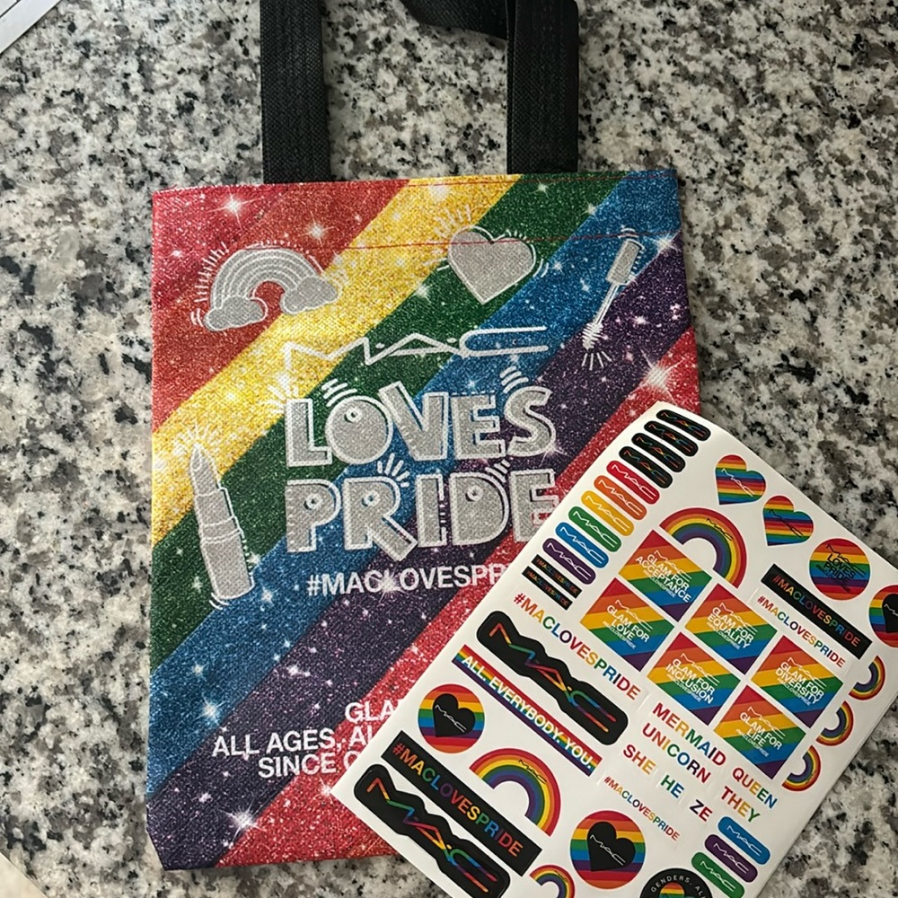 MAC loves pride small tote and stickers